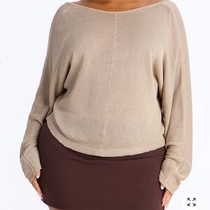 Fashion Nova Beige Off-the-Shoulder Sweater